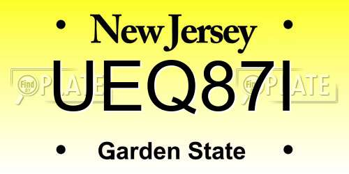 UEQ87I New Jersey License Plate