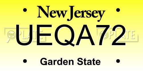 UEQA72 New Jersey License Plate