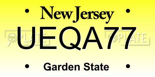 UEQA77 New Jersey License Plate