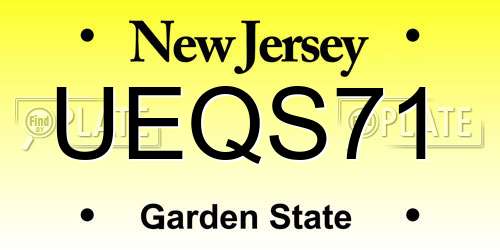 UEQS71 New Jersey License Plate