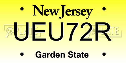 UEU72R New Jersey License Plate
