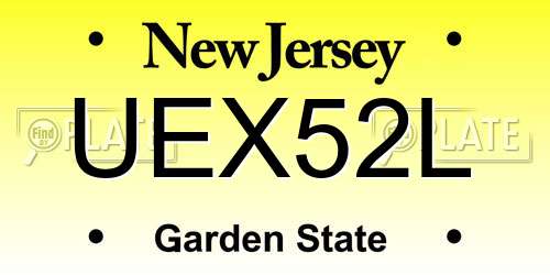 UEX52L New Jersey License Plate