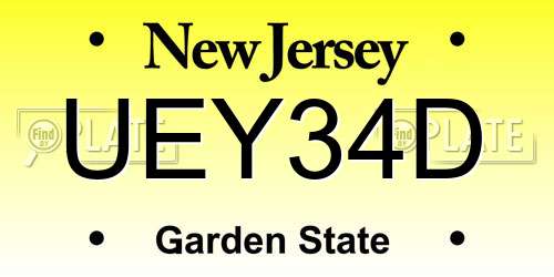 UEY34D New Jersey License Plate
