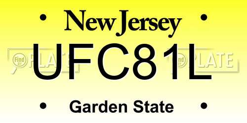 UFC81L New Jersey License Plate