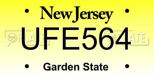 UFE564 New Jersey License Plate