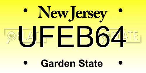 UFEB64 New Jersey License Plate