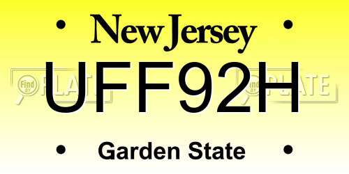 UFF92H New Jersey License Plate