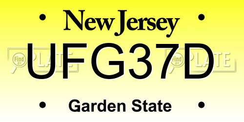 UFG37D New Jersey License Plate