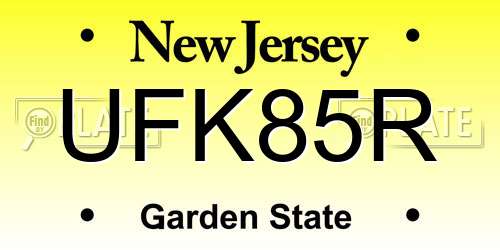UFK85R New Jersey License Plate