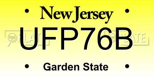 UFP76B New Jersey License Plate
