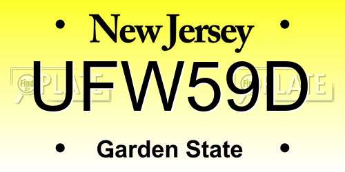 UFW59D New Jersey License Plate