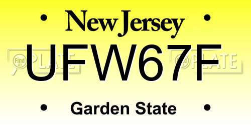UFW67F New Jersey License Plate