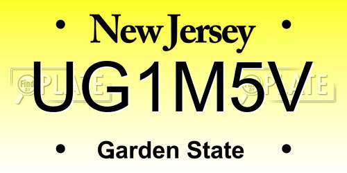 UG1M5V New Jersey License Plate