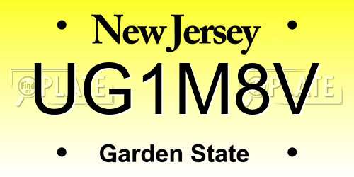 UG1M8V New Jersey License Plate
