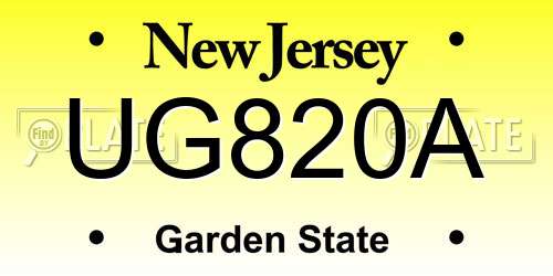 UG820A New Jersey License Plate