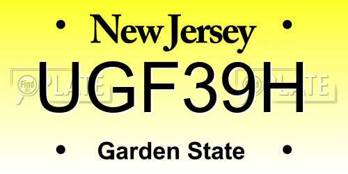 UGF39H New Jersey License Plate