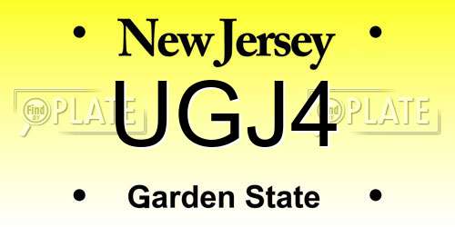 UGJ4 New Jersey License Plate