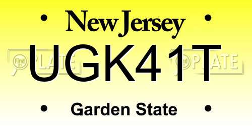 UGK41T New Jersey License Plate