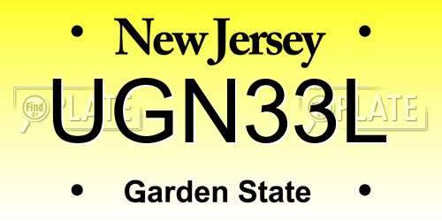 UGN33L New Jersey License Plate