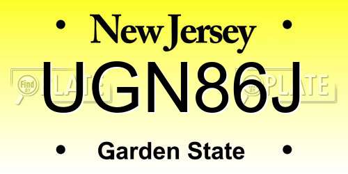 UGN86J New Jersey License Plate