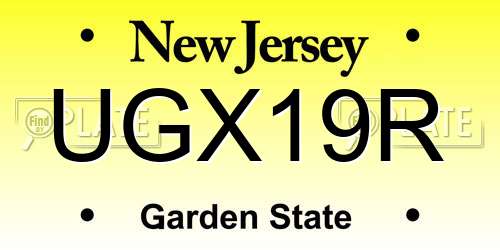 UGX19R New Jersey License Plate