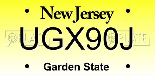 UGX90J New Jersey License Plate