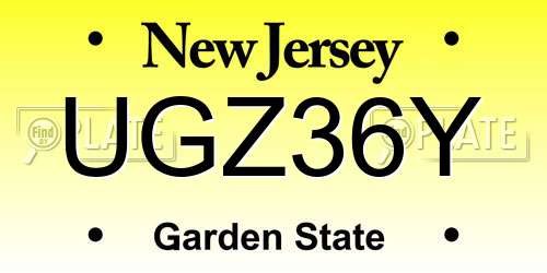 UGZ36Y New Jersey License Plate