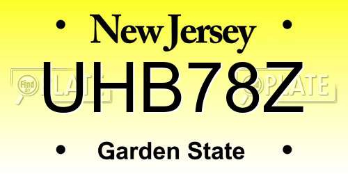 UHB78Z New Jersey License Plate