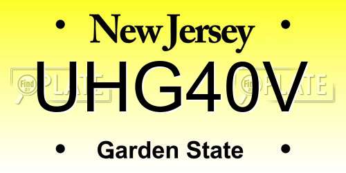 UHG40V New Jersey License Plate
