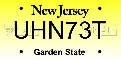 UHN73T New Jersey License Plate