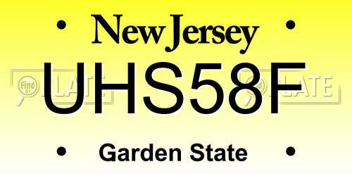 UHS58F New Jersey License Plate