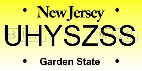 UHYSZSS New Jersey License Plate