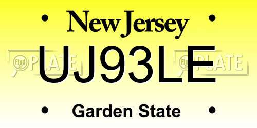UJ93LE New Jersey License Plate