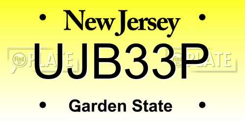 UJB33P New Jersey License Plate