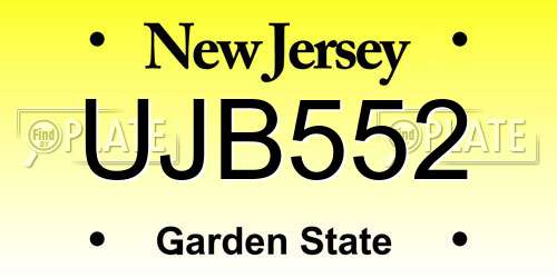 UJB552 New Jersey License Plate