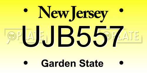 UJB557 New Jersey License Plate