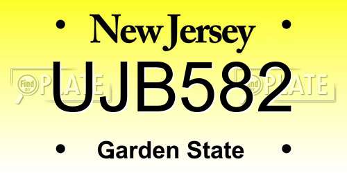 UJB582 New Jersey License Plate