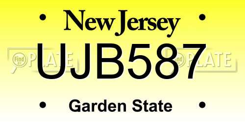 UJB587 New Jersey License Plate