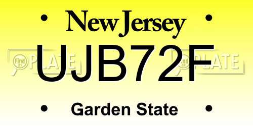 UJB72F New Jersey License Plate