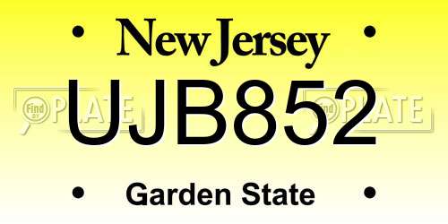 UJB852 New Jersey License Plate