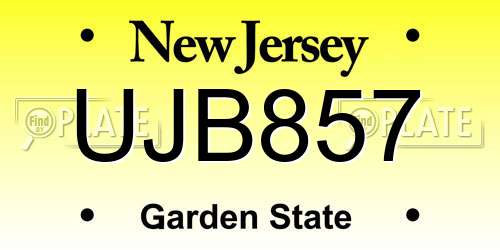 UJB857 New Jersey License Plate
