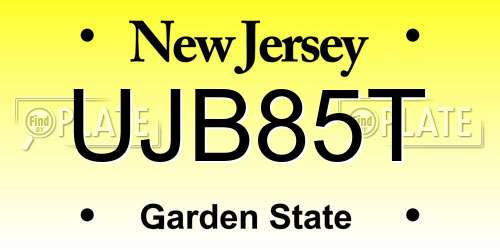 UJB85T New Jersey License Plate