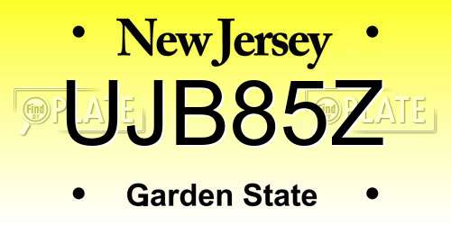 UJB85Z New Jersey License Plate