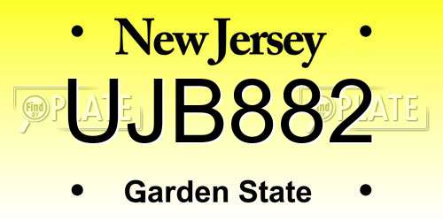 UJB882 New Jersey License Plate