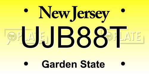 UJB88T New Jersey License Plate