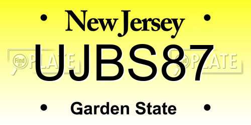 UJBS87 New Jersey License Plate