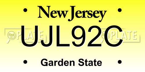 UJL92C New Jersey License Plate