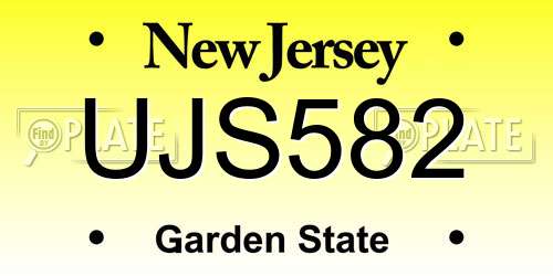 UJS582 New Jersey License Plate