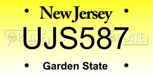 UJS587 New Jersey License Plate