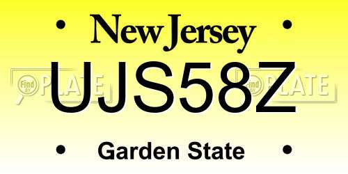 UJS58Z New Jersey License Plate
